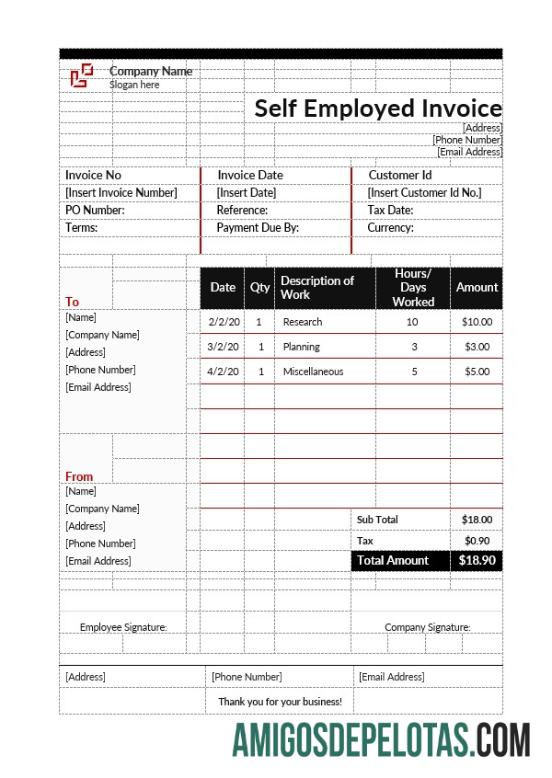 realista Modelo de fatura por hora de trabalho autônomo